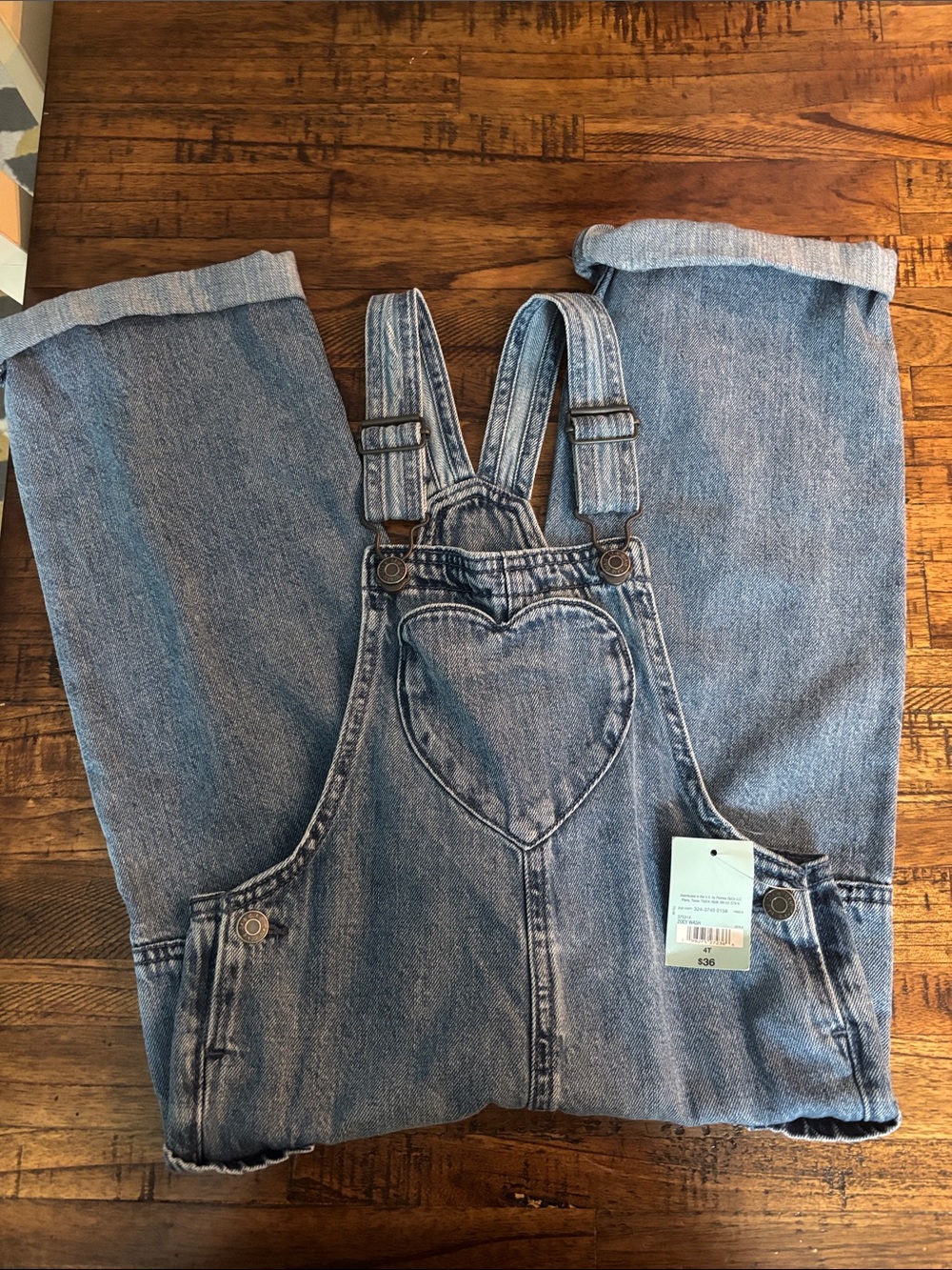Light Blue Heart Bib Denim Overalls